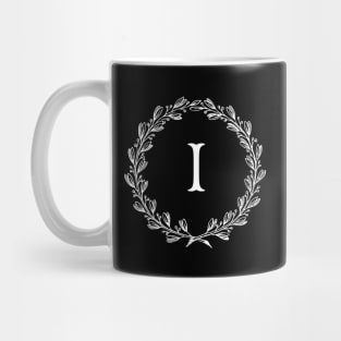 Beautiful Letter I Alphabet Initial Monogram Wreath Mug